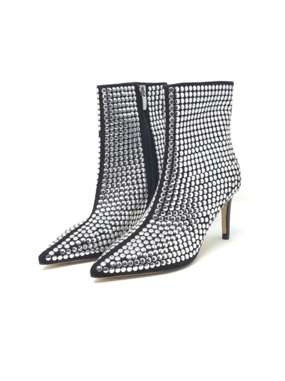 Nine West Mitten Black Studded Pointed Toe Ankle Booties 6M
